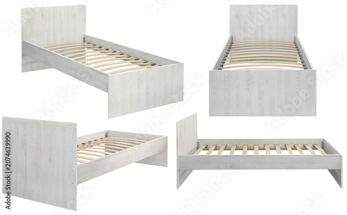 Schilderij op canvas Modern bed with slatted base isolated on transparent background