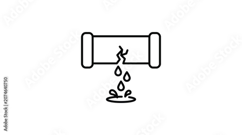 Water droplets falling from a pipe black line icon on white background