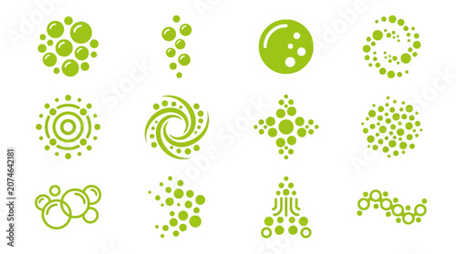 Foto Abstract green bubble and effervescence icon set.