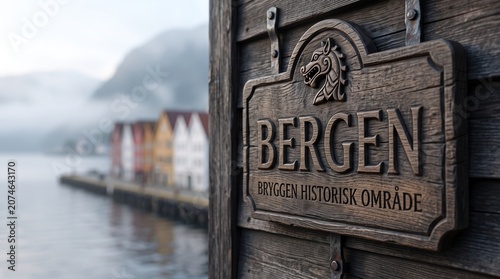 Bergen Historic District Sign Norwegian Architecture