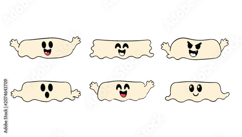 Photos Set of cute cartoon ghost hyphen symbols in doodle style