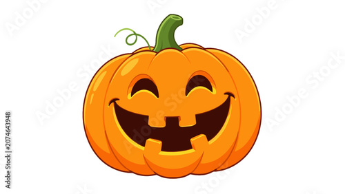 Foto Smiling carved Halloween pumpkin lantern vector illustration