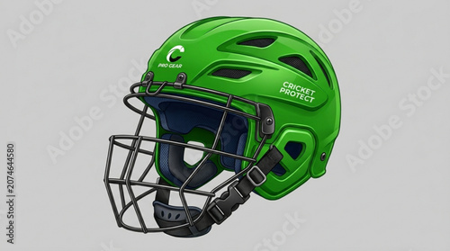 Green cricket helmet with protective face guard