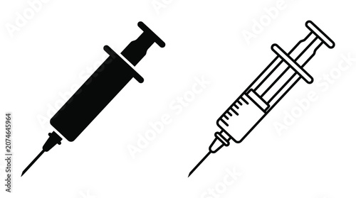 Cuadro en lienzo Syringe Silhouette On White Background Medical Instrument Illustration