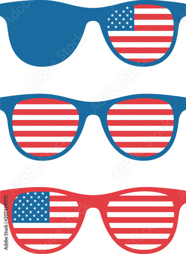 Patriotic american flag sunglasses vector illustration collection design