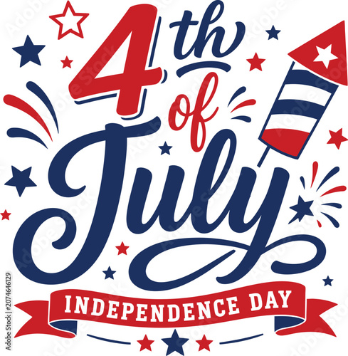 Patriotic july independence day typography vector illustration design