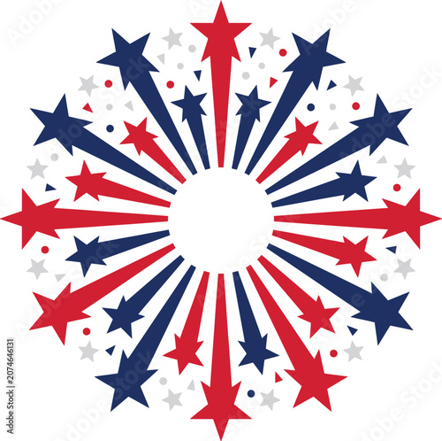 Patriotic fireworks burst star explosion vector illustration design