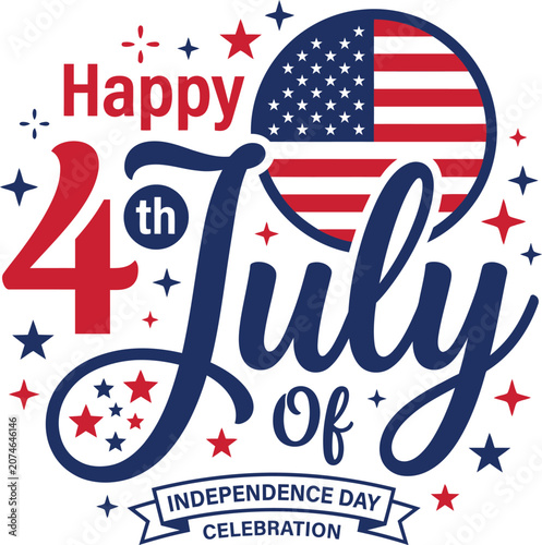 Happy july independence day celebration patriotic typography vector design