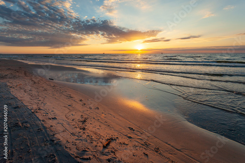 Sunset view from the Baltic Sea beach