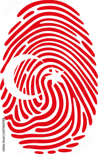 Turkey Flag Fingerprint Identity Vector Turkish DNA Heritage Graphic