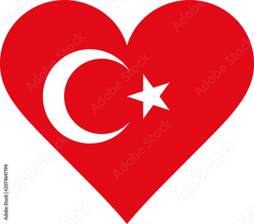 Turkey Heart Flag Vector Graphic I Love Turkey Patriotic Symbol