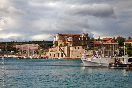Kraljevica, Croatia: Landscape of the port in this picturesque village on the Adriatic Sea, with the ancient Frankopan Castle Nova Kraljevica in the background.