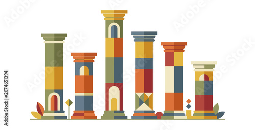 Fotografija Colorful Classical Column Vector Illustration