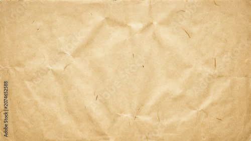 Tableau sur toile Wrinkled brown paper texture, crumpled kraft background, beige parchment, vintag