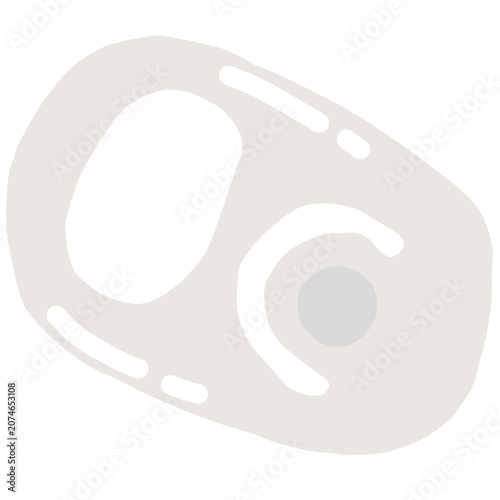 A minimal silver aluminum can pull tab isolated illustration for declaration