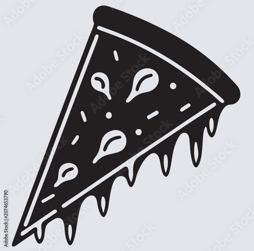 vector illustration of a pizza slice, Slice of tasty pizza with vegetables and basil isolated on white