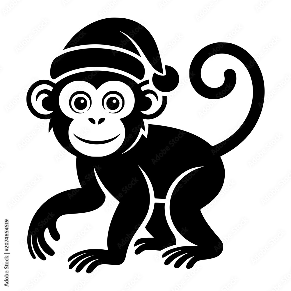 Fototapeta premium Monkey dressed as Santa