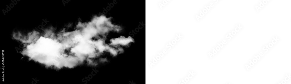 Naklejka premium White cloud or smoke isolated on black background with copy space isolated on transparent background