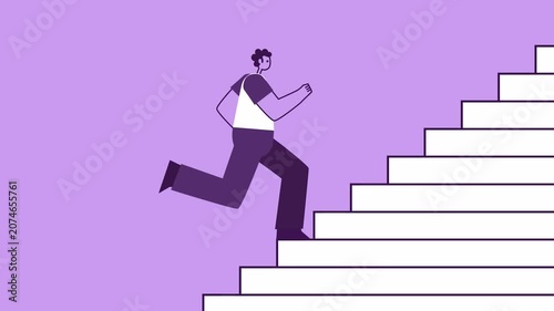 Man climbing stairs motion graphic animation for corporate career growth video