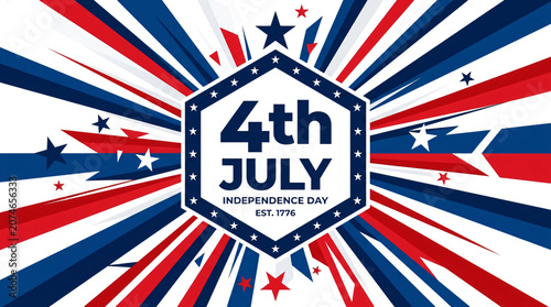 4th of July, Independence Day, Patriotic Background, Red White Blue Starburst