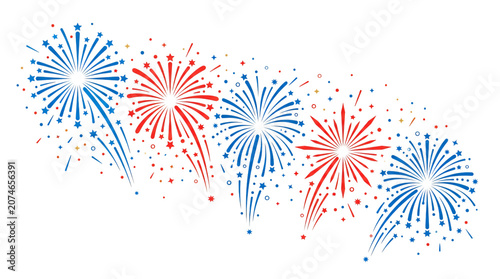 Red, white, and blue fireworks, patriotic celebration, American independence day, festive explosion