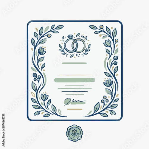 Elegant monogram logo design with ornate floral frame.
