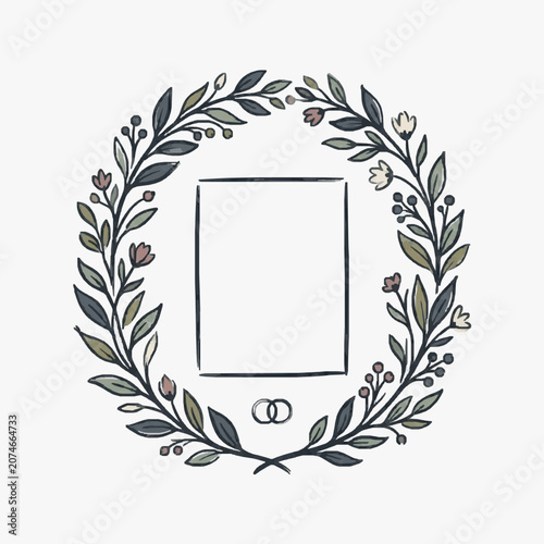 Elegant monogram logo design with laurel wreath frame.