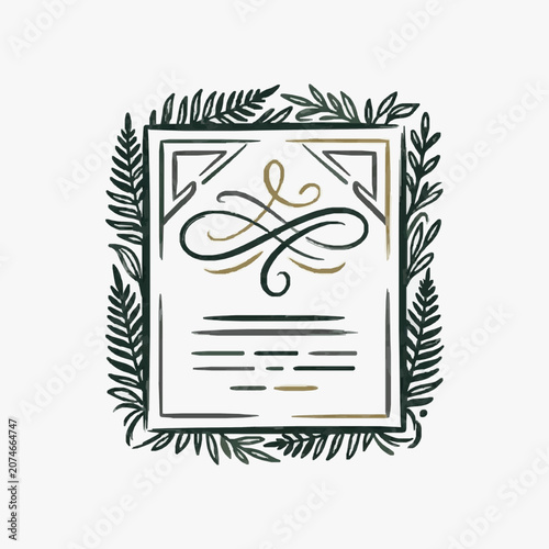 Elegant monogram logo design with laurel wreath.