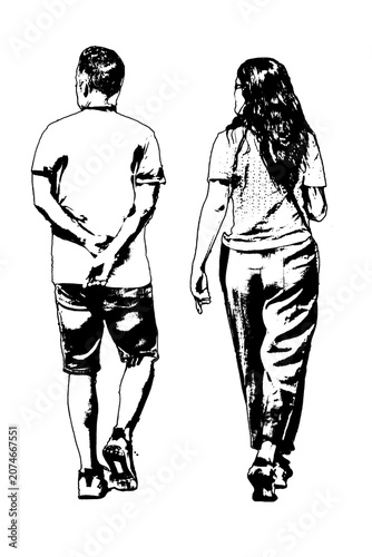 Adult couple walking graphic