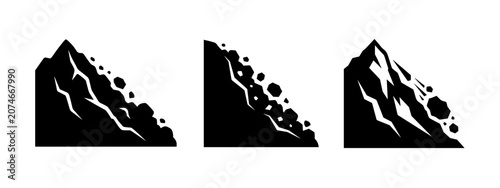 Canvastavla Landslide and rockfall natural disaster icons.