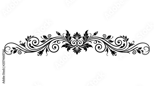 Foto Floral ornament in black and white decorative design element