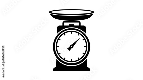 Photos Black silhouette of a mechanical scale with a circular dial and pan