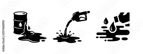 Bild auf Leinwand Oil Spill and Fuel Pollution Icons