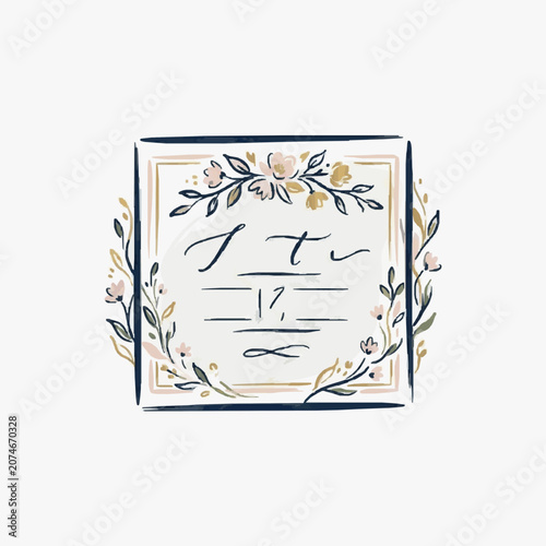 Hand drawn botanical illustration of white daisies and leaves.