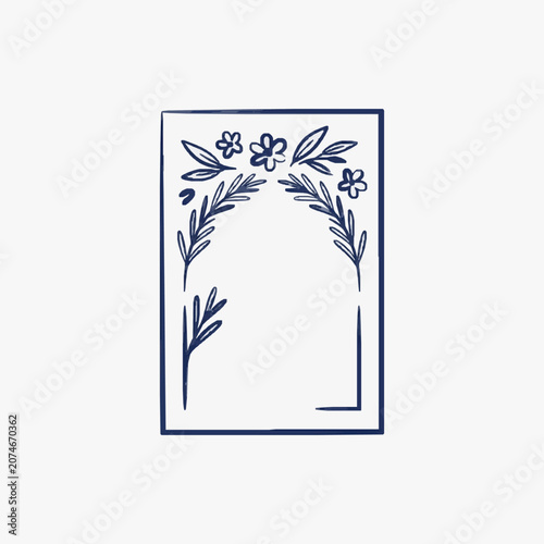 Hand Drawn Floral Archway Border Design Element.