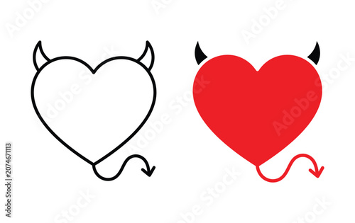 Quadro em tela Devilish heart symbols, black