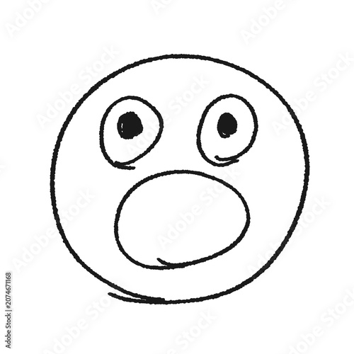 Obraz na płótnie Hand-drawn surprised face icon, sketchy doodle style shocked wide-eyed expressio