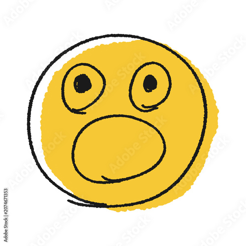 Fotografie Hand-drawn surprised face icon, sketchy doodle style shocked wide-eyed expressio
