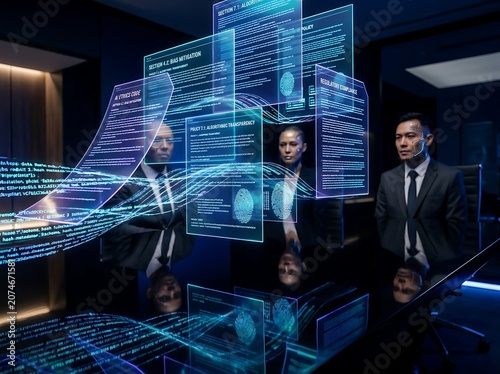 Business professionals reviewing financial data analytics.