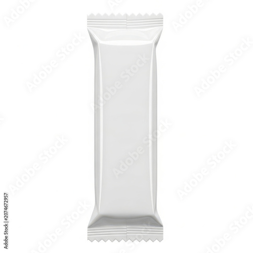 Blank white snack bar wrapper mockup for cereal bar or candy bar food packaging design template for branding