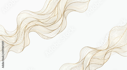 Quadro su tela Abstract golden flowing lines background