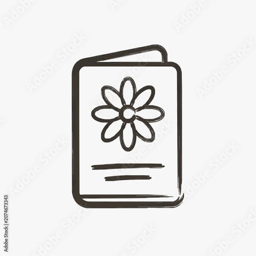 Hand Drawn Flower Card Illustration Simple Sketch.