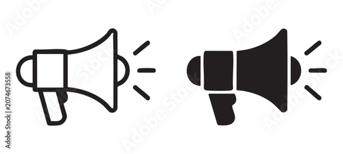 Bild auf Leinwand Megaphone icon set with sound waves for broadcasting announcements and public speaking communication