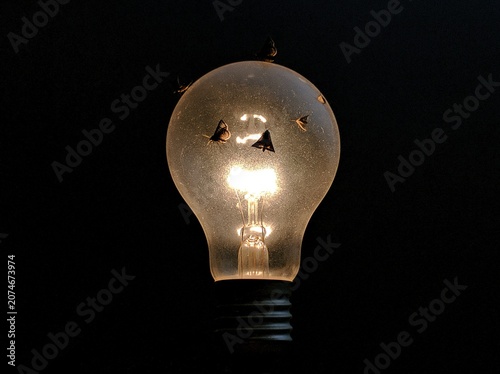 Light Bulb with Faces in the Glass