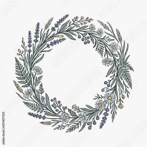 Intricate black and white fern leaf illustration.