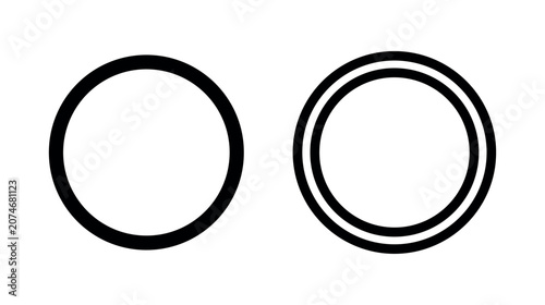 Foto Simple circle or ring icon in black fill and outline geometric shape for design elements
