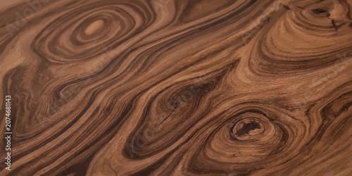 Fotografie Natural dark walnut wood grain texture background with background structure clos