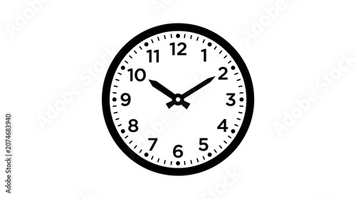 Obraz na plátně Analog clock silhouette on a white background simple timekeeping device