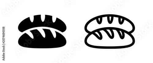 Konstfotografi Freshly baked bread loaves icon in filled and outline style, representing bakery, food, and staple grains