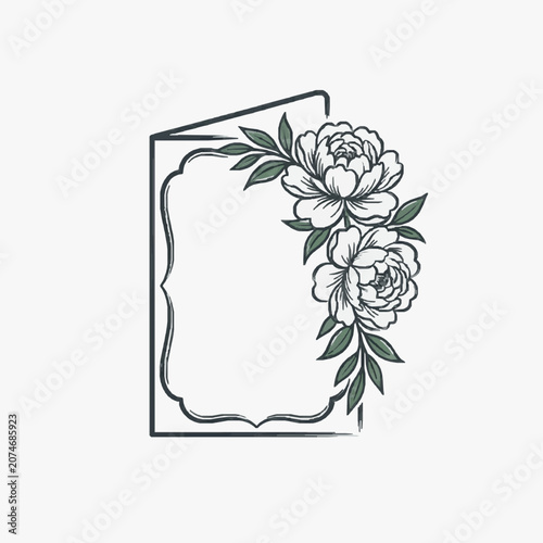 Minimalist line art drawing of a blooming daisy flower.